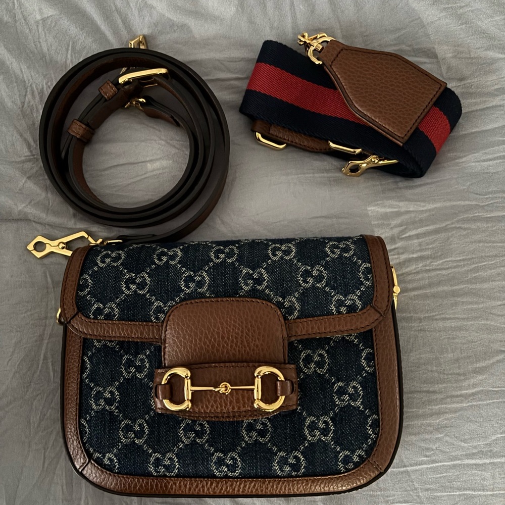 Women’s Gucci blue denim mini Horsebit crossbody bag